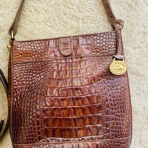 Brahmin Brown Crocodile Pattern Shoulder Bag